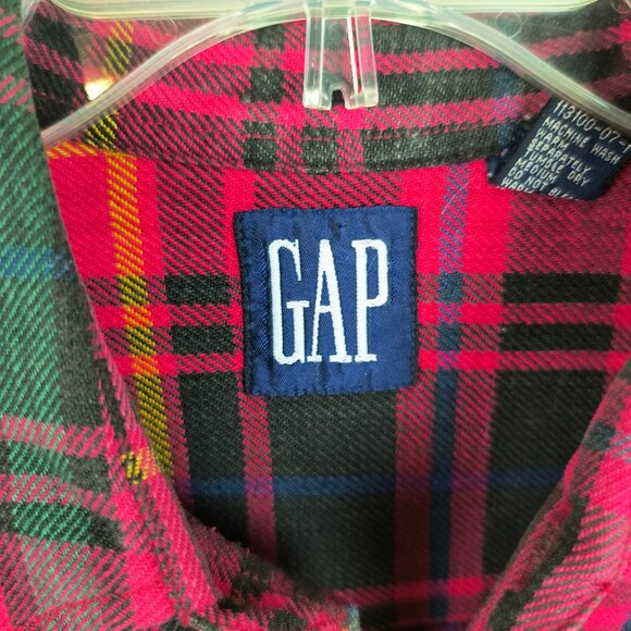 Vintage GAP Flannel Shirt Classic Red Tartan Plaid 100% Cotton Unisex - Picture 2 of 5